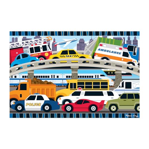 Melissa & Doug Traffic Jam Jumbo Floor Puzzle 24-Piece Set