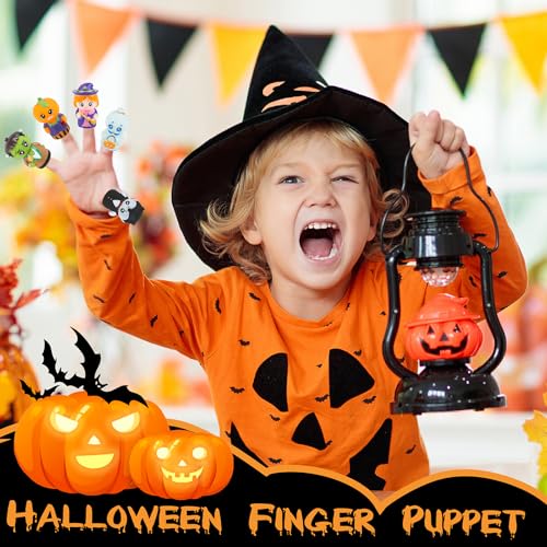 FOIMAS Halloween Finger Puppets,5pcs Pumpkin Witch Finger Puppet Toys for Kids Trick or Treat Halloween Bag Filler Party Favor Supply
