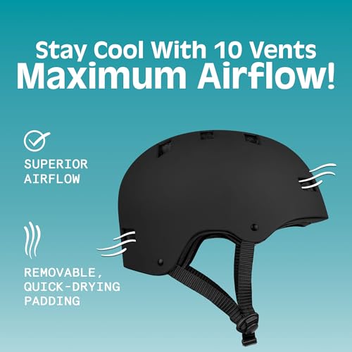 Retrospec Dakota Protective Bike Helmet, Skateboard, Scooter, Adults/Youth | Bike Helmet Men, Bike Helmet Women, Longboard, Washable Padding, Protective Shell, 10 Vents, Moisture-Wicking