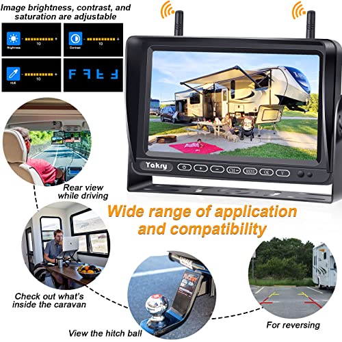 RV Backup Camera Wireless Plug and Play: Pre-Wired for Furrion Easy Install | 1080P HD Recording Wide View Rear View Camera Clear Night Vision Strong Signal 7'' Monitor for Trailer Camper Motorhome Yakry