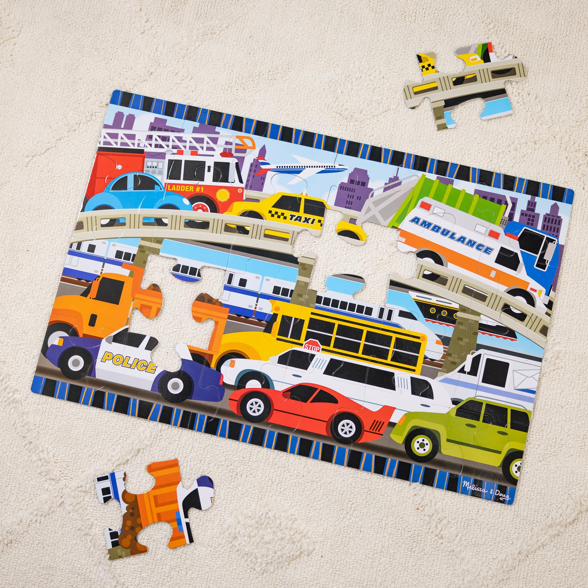 Melissa & Doug Traffic Jam Jumbo Floor Puzzle 24-Piece Set