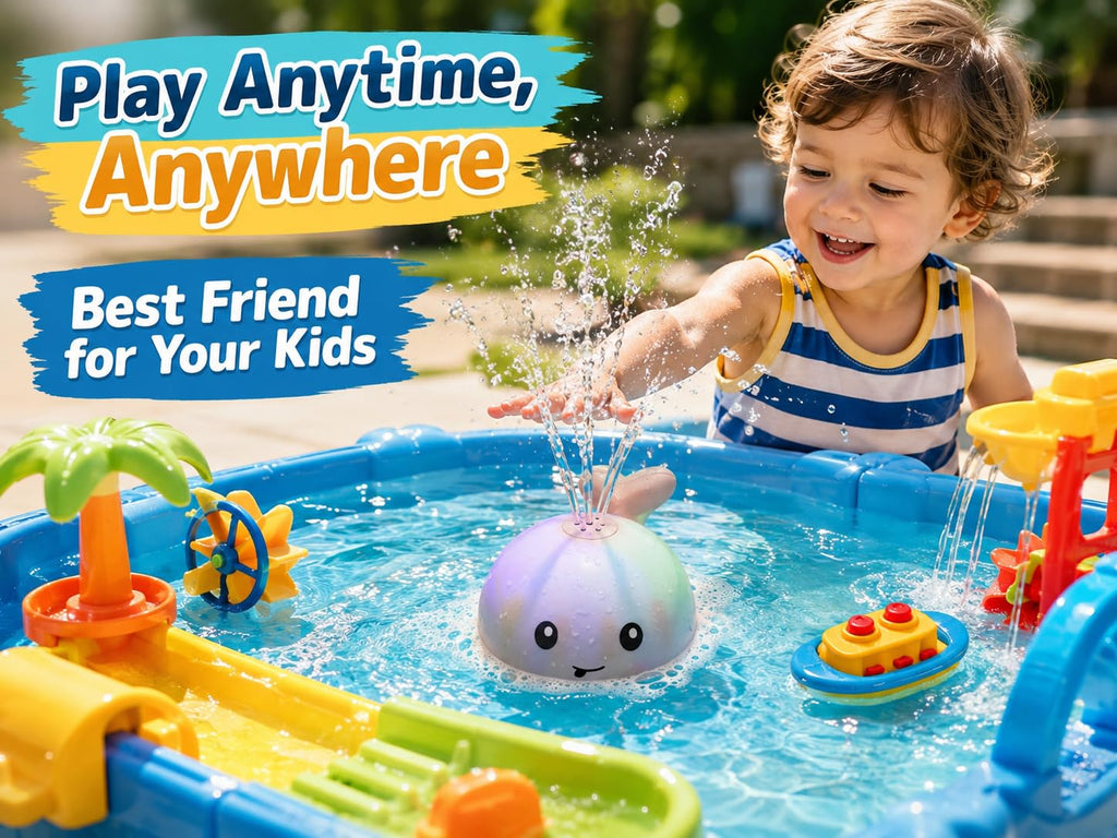 Gigilli Baby Bath Toys, Light Up Pool Water Bathtub Toy for Toddlers Babies | Bath Toys for Kids Boy Girl Gifts, Whale Bath Toy Sprinkler, Birthday Fountain Toy