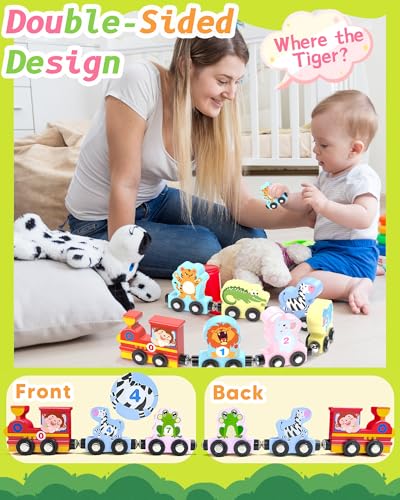 11 Pcs Magnetic Train Set Montessori Toy for Toddler, Animal Birthday Gifts | Montessori Toys, Toddler Toy 2-3, Boys Girls Birthday Gifts, Preschool Learning Toy, Wooden Sensory Toys, Toddler Activities