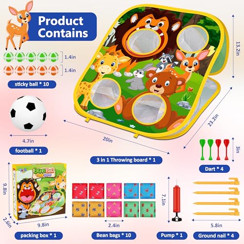 Animal Bean Bag Toss Game Toy Outdoor Toss Game | Family Party Party Supplies for Kids, Gift for Boys Birthday or Christmas for Toddlers Ages 3 4 5 6 Year Old