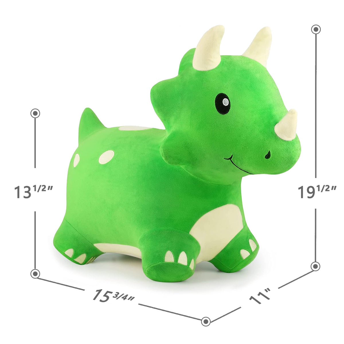Bouncy Pals Toddler Dinosaur Hopper Toy, Kids Outdoor Ride on Bounce Animal | Outside Inflatable Riding Plush Triceratops Bouncing Horse Hopping Toy, Cool Birthday Gifts Age 2 3 4 5 6 Year Old Boy Girl