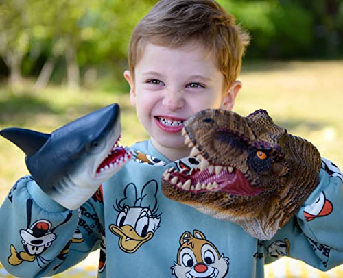 Tyrannosaurus Rex Dinosaur Hand Puppet Toy, Dino Figure Puppets | Battle T-Rex Head Party Role Play Games for Kids, Realistic Dinosaur Soft Rubber Bathing Toys for Boys Girls Gift 3-12