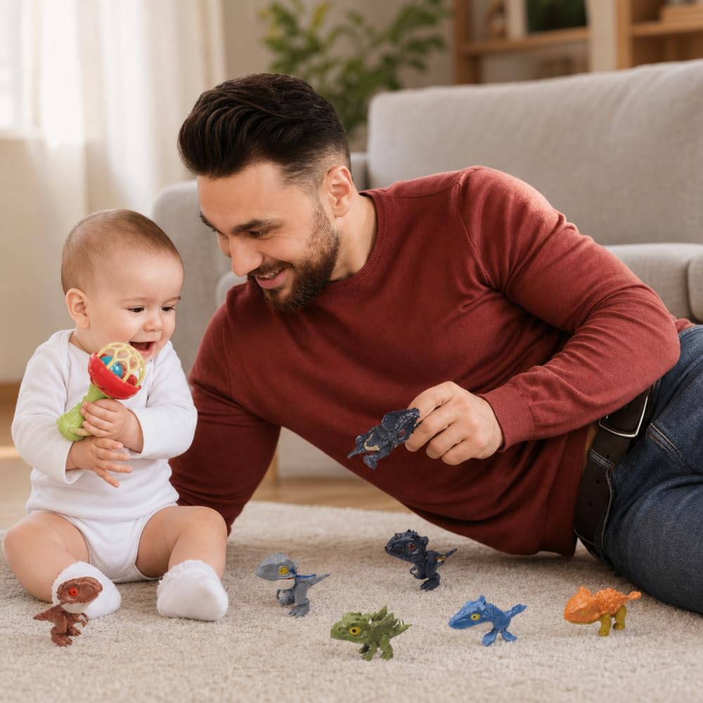Winbar 6 PCS Biting Finger Dinosaurs Toy, Animal Hand Puppet Dino Toy Gifts | Mini Dinosaur Figures, Safe Material, Drop-resistant, Snap On" To Fingers, Bath Toys For Child, Fun Gift Toys For Toddler