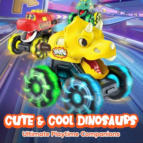 Monster Truck Toys Dinosaur Cars, Press and Go Light Up Cars for Toddlers | LED Wheels Dino Truck Toys for Toddler Boys Girls Gifts, Dinosaur Cars for 2 Year Old Boy Christmas Birthday Gifts