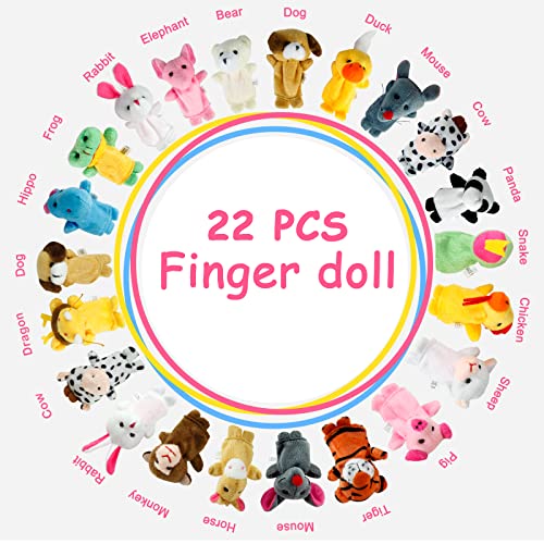 Sealive 22-Piece Animal Finger Puppets, Plush Finger Toys for Kids Ages 3+ | for toddler ages 3+, storytelling, pretend play, puppet shows, with 22 soft animal characters for books and classrooms