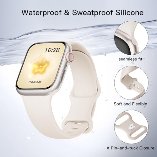 Sport Silicone Band Compatible with Apple Watch Bands for Women Men | 40mm 38mm 41mm 44mm 45mm 42mm 46mm 49mm Soft Waterproof Sport Strap for iWatch Bands Series 12 10 11 9 8 7 6 5 4 3 2 SE Ultra