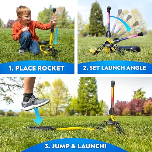 National Geographic LED Air Rocket Launcher Toy for Kids Ages 8-12 | Launches Up to 100 Feet, Air Powered, Foam-Tipped Rockets, Outdoor STEM Toy, Light-Up Rocket, Birthday Gift