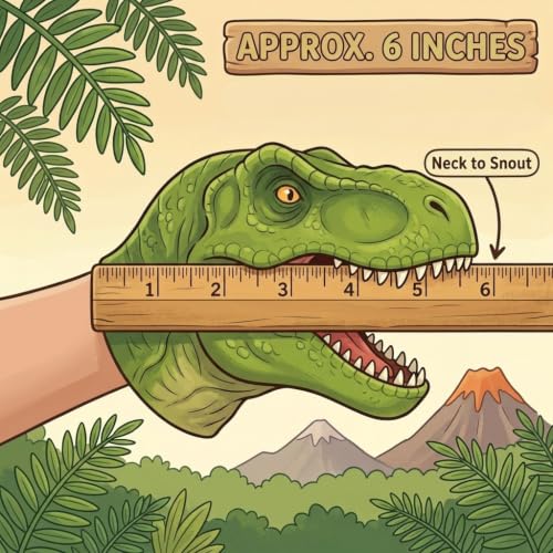 2 Pack Stretchy Dinosaur Hand Puppets - Realistic Soft Rubber T-Rex Toys | Green & Red Dino Party Favors, Classroom Storytelling, Kids Bath Roleplay Gifts, Outdoor Goodie Bags