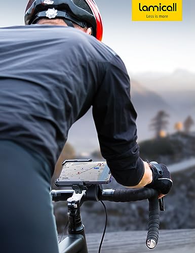 Lamicall Motorcycle Bike Phone Mount, 1s Lock Bike Phone Holder | Camera Friendly Bicycle Phone Clip, Scooter Accessories Gifts for iPhone 18 17 Pro Max, Galaxy S25 Ultra, 4.7-7" Phones