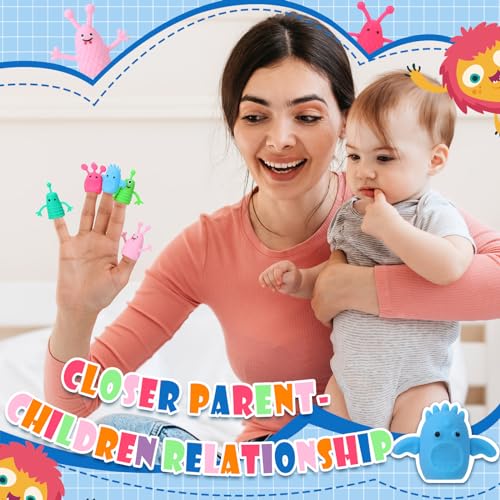 Booson 80 PCS Finger Puppets Toys Cute Monster Finger Puppets | Soft Rubber Stretchy Fidget Doll Toys for Role Playing Birthday Kids Party Favors, 14 Random Styles
