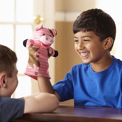 Melissa & Doug Farm Friends Hand Puppets (Set of 4) - Cow, Horse, Sheep, and Pig Soft Puppets for Kids and Toddlers Ages 2+