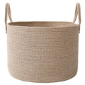 JMvicyroam 65L Extra Large Machine Washable Cotton Rope Blanket Basket | Collapsible Laundry Hamper, Reinforced Handles, For Blankets, Pillows, Toys and Clothes, Living Room and Bedroom, Oatmeal