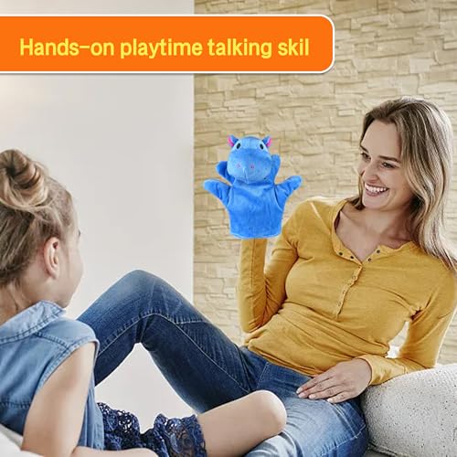 6 PCS Hand Puppets Set Animal Plush Puppet | Storytelling Teaching Toys for Kids Classroom Shows Birthday Party Favor Supplies Elephant Tiger Giraffe Monkey Lion Hippo
