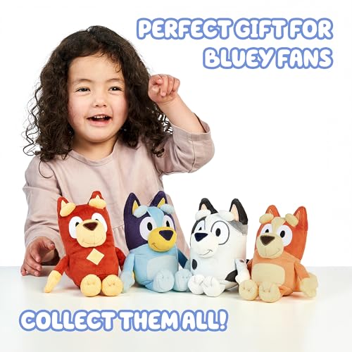 Bingo & Bluey Plush Toys 2-Pack, Soft Deluxe Fabric, Embroidered | Cuddly stuffed animals for show time, story time, or naps; Bluey toys for preschoolers and fans ages 3+