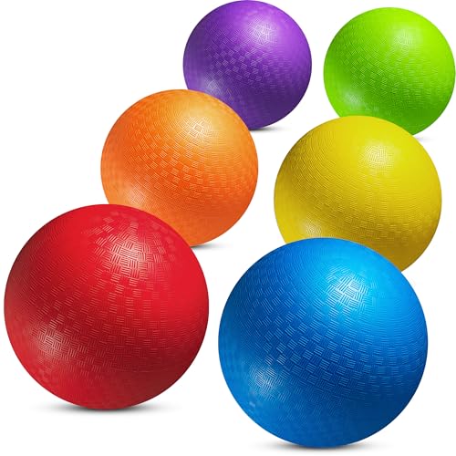 8.5-Inch Kickball Playground Balls for Kids & Adults (6-Pack) | Rubber Kickballs for Kickball, Dodgeball, Four Square, Handball, PE Class, School, Gym, Recess, Backyard & Outdoor Games