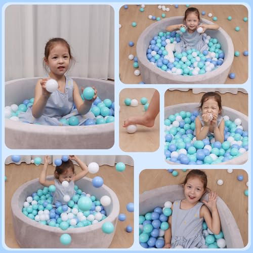 MoonxHome Ball Pit Balls for Toddlers, BPA Free Crush Proof Plastic Toy Balls for Ball Pit, Children's Pool Water Toys, Macaron Ocean Balls for Play Tent 2.15 Inch Pack of 100 200 500 800 1000
