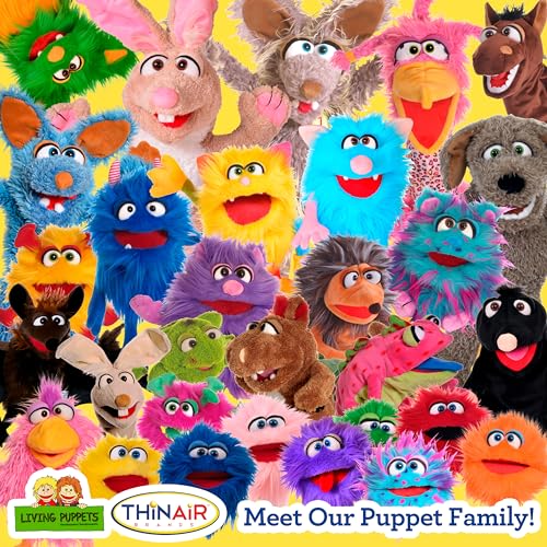 Living Puppets - Sassy the 14-Inch Yellow Friendly Monster, Plush Hand Puppet for Boys and Girls