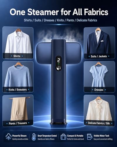 G5 Pro Travel Steamer For Clothes, 110-240V Portable Handheld Irons | 15S Fast Heat Up,Self-Standing,2 Steam model Auto Shut-Off Rotating Head With Big Iron Panel, 100Ml Tank For Global Travel
