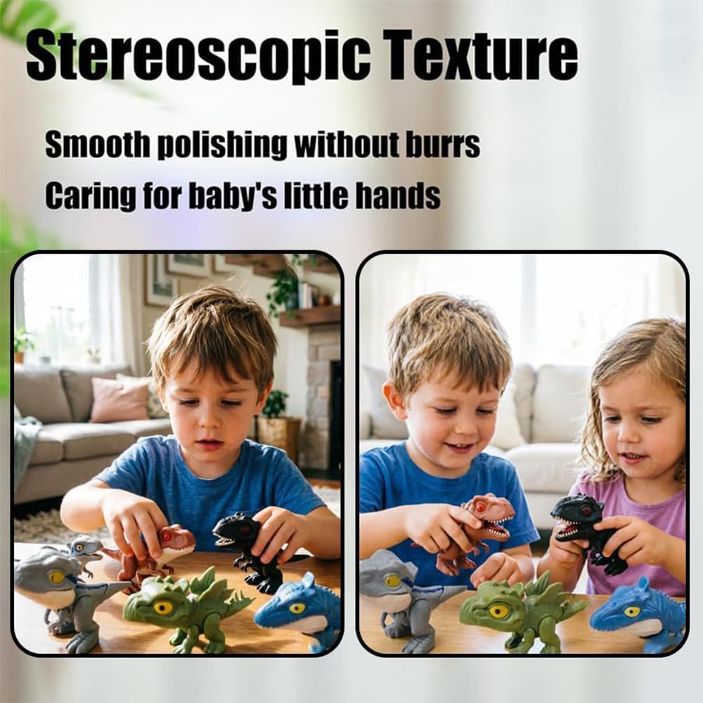Winbar 6 PCS Biting Finger Dinosaurs Toy, Animal Hand Puppet Dino Toy Gifts | Mini Dinosaur Figures, Safe Material, Drop-resistant, Snap On" To Fingers, Bath Toys For Child, Fun Gift Toys For Toddler