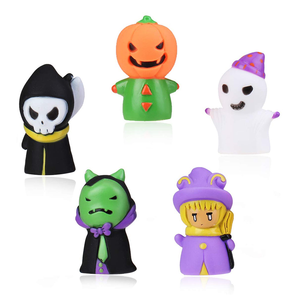 5 Pieces Halloween Finger Puppets Witch, Ghost, Grim Reaper, Green Monster, and Pumpkin Character Finger Toys, Halloween Party Favors Goodie Bag Fillers