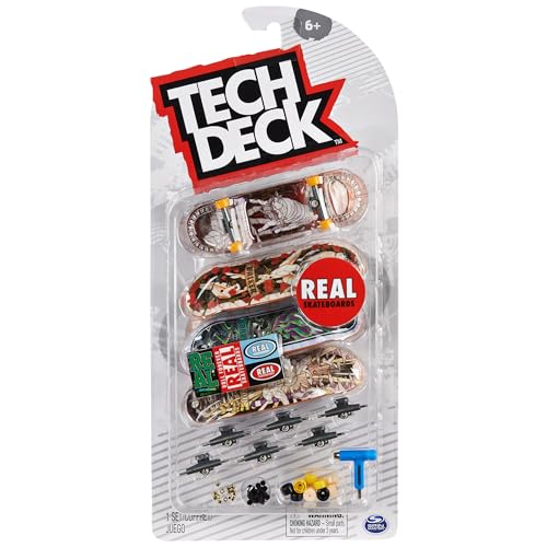TECH DECK Real Skateboards Ultra DLX Customizable Fingerboards 4-Pack | Customize 4 Boards, Stickers & Grip Tape, Authentic Details, Fidget Skateboard Toy Gifts for Kids & Collectors Ages 6+