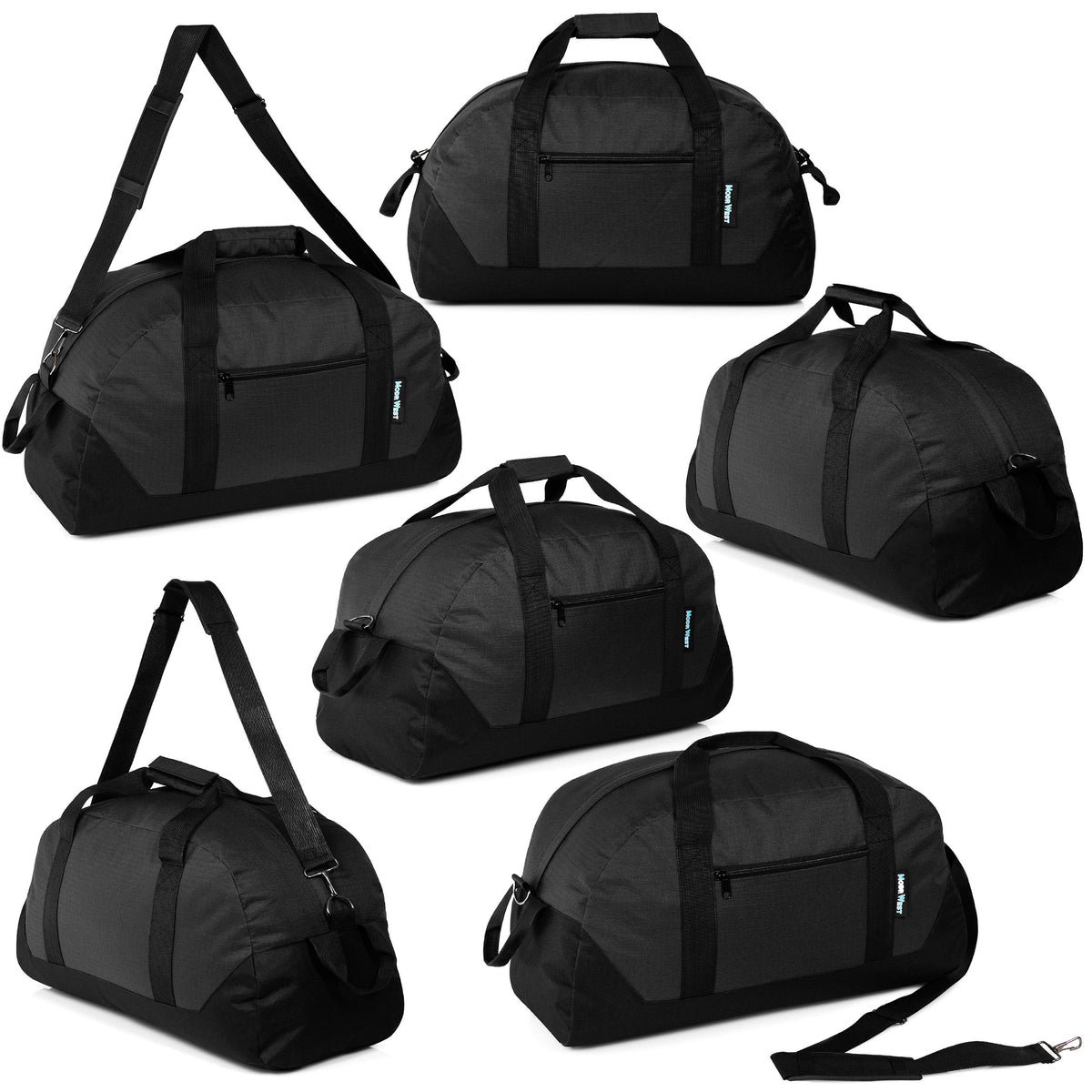 25" Wholesale Black Duffle Bag with a Removable Strap  - Bulk Case of 12 Duffels