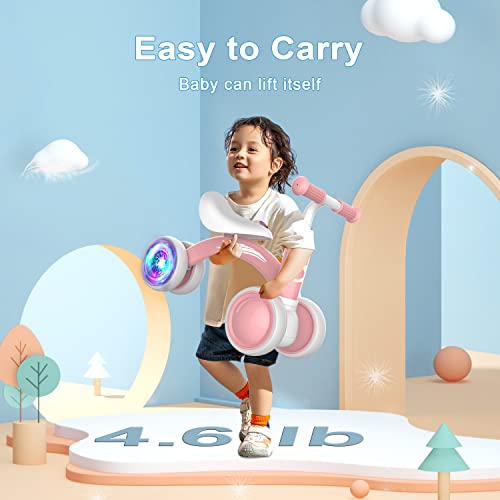 Gamfeiny Colorful Lighting Baby Balance Bike Toys for 1 Year Old Boy Girl Gifts, 10-36 Month Toddler Balance Bike, No Pedal 4 Silence Wheels & Soft Seat First Riding on Toys, 1st Birthday Gifts