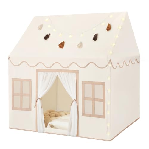 Senodeer Kids Play Tent Indoor: with Mat, Tassel Garland - Girl Tent Indoor Playhouse for Kids Toys for Boy Girl Birthday Gift