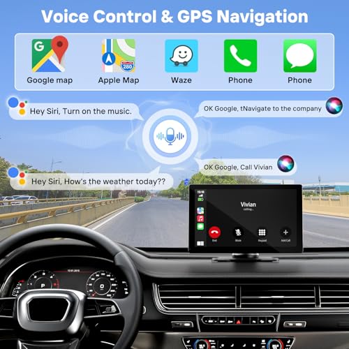 9" Wireless Apple Carplay Screen for Car with OTA Update, Backup Camera | Touchscreen Apple Carplay & Android Auto with Voice Control/GPS Navigation/Mirror Link/Bluetooth 5.0/AUX/FM