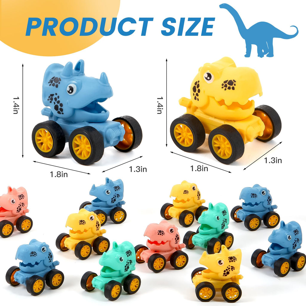 18Pcs Dinosaur Pull Back Cars Set for Kids, Bulk Mini Racing Vehicles Toys Party Favors, Pinata Fillers, Goodie Bag Stuffers, Classroom Prizes for Boys Girls