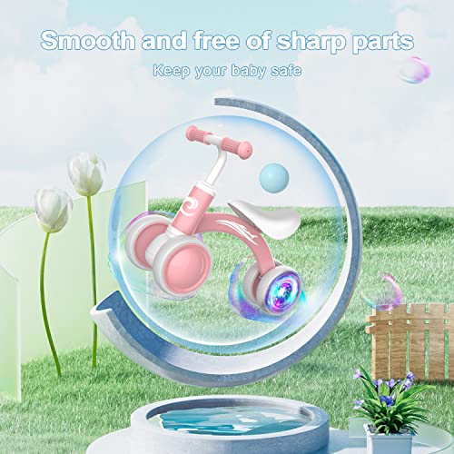 Gamfeiny Colorful Lighting Baby Balance Bike Toys for 1 Year Old Boy Girl Gifts, 10-36 Month Toddler Balance Bike, No Pedal 4 Silence Wheels & Soft Seat First Riding on Toys, 1st Birthday Gifts