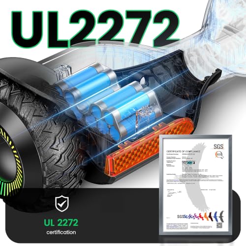 Gyroor Hoverboard G13 All-Terrain Off-Road Bluetooth LED Lights for Kids | UL 2272 Certified, 6.5" All-Terrain Tires, Dual 250W Motors hoverboard for Kids Ages 6-12 & Adults, Birthday & Holiday Gift