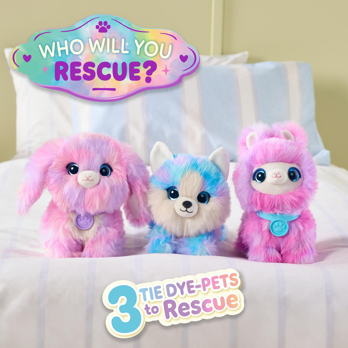 SCRUFFALUVS Tie-Dye Mystery Plush Toy, Wash to Reveal, Scruff a Luvs Pets | Includes deluxe pet carrier, comb, collar, and adoption certificate, animal plushies pretend play set, toddler toys 3+
