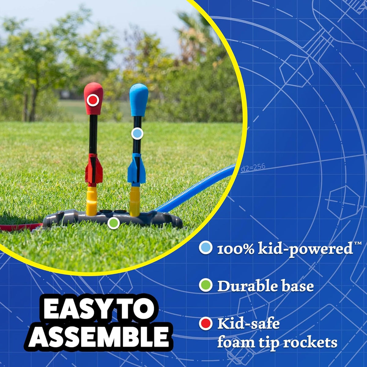 Stomp Rocket Original Dueling Rocket Launcher for Kids, 8 Rockets | Fun Outdoor Toys for Boys & Girls, Ages 5 & Up - Soft Foam Tipped Blaster Set with Mutiplayer Launch Stand Soars Up to 200ft