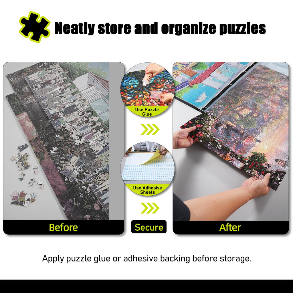 ALL4JIG 25.98"×30.31" Puzzle Binder – Space-Saving Storage Folder for 500–1000 Piece Puzzle Collection, Holds 20 Puzzles, HD Film Pockets, Birthday Gift for Mom & Grandma