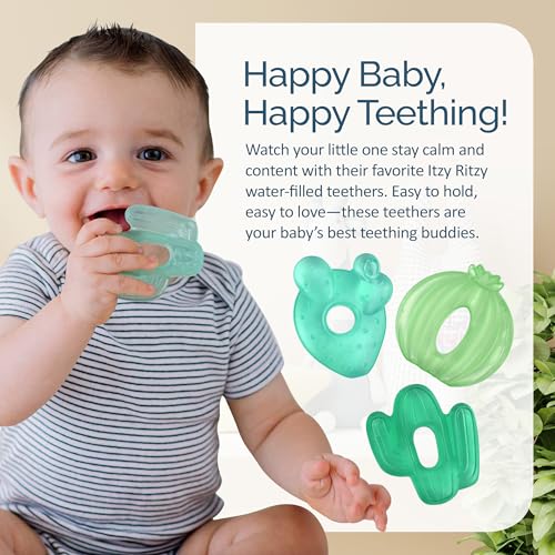 Itzy Ritzy Water-Filled Teethers for Teething Relief, Set of 3 Green Cactus