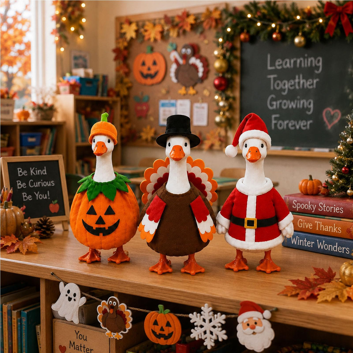 Funle 7 Inch Desk Goose Outfits, 8-Pack Seasonal Holiday Clothes | Mini Desk Goose Outfits for Multiple Holidays, Halloween, Thanksgiving & Christmas, Desk Decor, Gifts for Goose Lovers