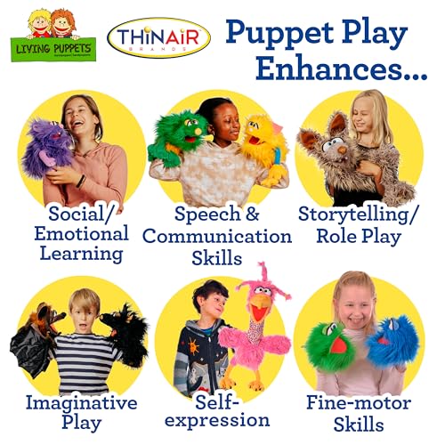 Living Puppets - Sassy the 14-Inch Yellow Friendly Monster, Plush Hand Puppet for Boys and Girls