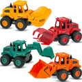 Beestech Construction Truck Toys for 3 4 5 Year Old Boys Toddler | Friction Powered Truck Toys，Sandbox Vehicles ，Sand Toys ，Durable ABS Plastic， Moving Claws （Colorful 4 Pack）
