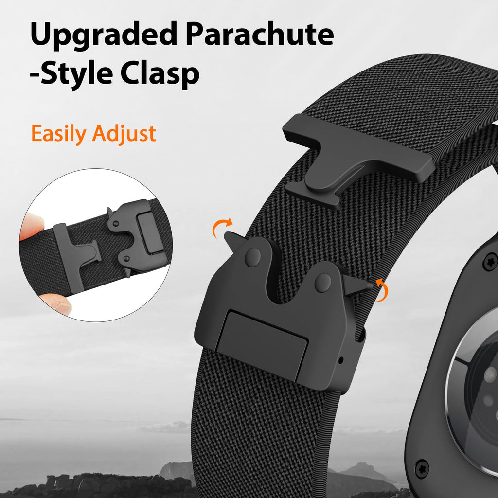 Elastic Sport Band for Apple Watch Ultra 4/3/2 Band 49mm 46mm 45mm 44mm 42mm 41mm 40mm Men, Adjustable Parachute Buckle Nylon Fabric Wristband for iWatch Series 12 11 10 SE 9 8 7 6 5 4 3