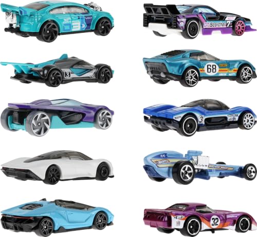 Hot Wheels 10-Pack of Toy Race Cars (Styles May Vary) | Set of 10 1:64 Scale Vehicles,Includes Hot Wheels Originals & Officially Licensed Car​​s (Amazon Exclusive)