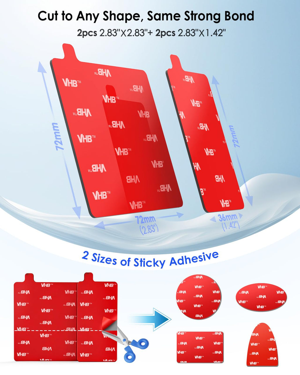 4Pcs Adhesive Sticky Pads for Dash Cam, Square High Heat Resistant Double-Sided Sticker Replacement Fit for Windshield Dashcam Mount, 2.83" Car Windscreen Window Glass Mounting Tape Heavy Duty