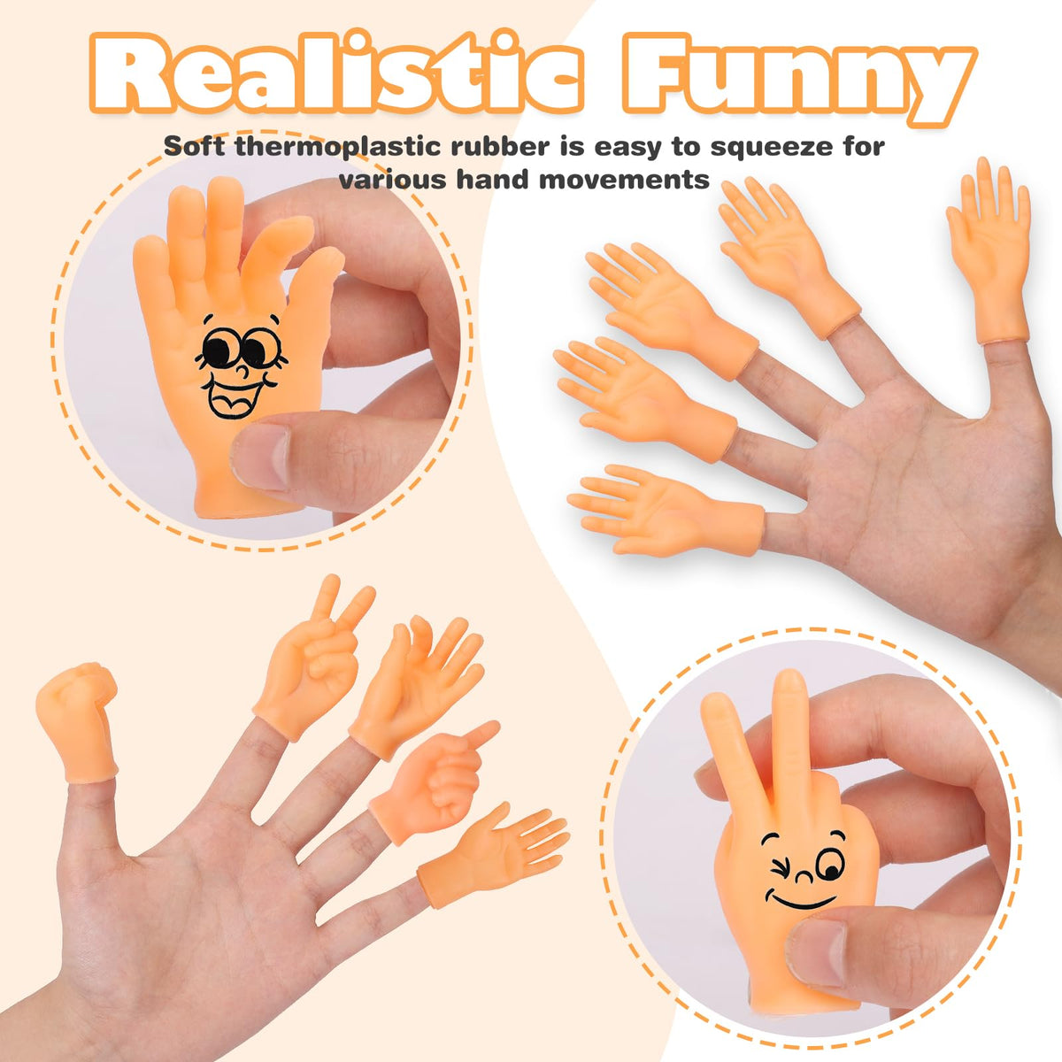 30 pcs Tiny Hands Finger Puppets, Mini Hands Little Small Hands mini Thing Gag Performance Funny Fingers for Puppet Show Gifts Classroom Prizes Party Favors for Kids (7 Styles)