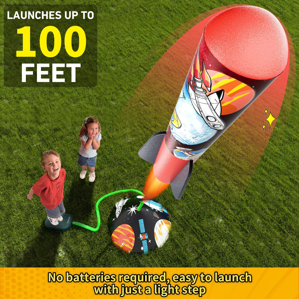 Toy Rocket Launcher for Kids - Outdoor Toys for Kids Ages 4-8, 8 Rockets | Launch up to 100 Ft, 3 4 5 6 7 Year Old Boys Birthday Gifts, Rockets Kids Toys for Boys, Toy for Toddlers Age 3+