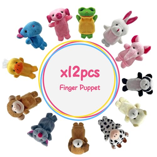 12 PCS Finger Puppets Set Mini Stuffed Animals Finger Puppet for Storytelling Playing Teaching Shows Playtime Schools Birthday Party Favor Supplies