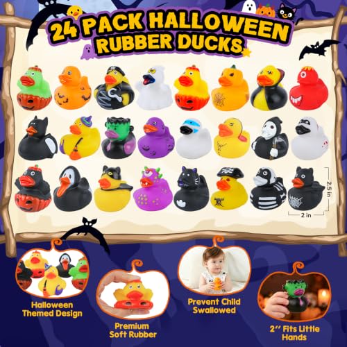24 Halloween Rubber Ducks, Assorted Styles Party Favors Goodie Bag Fillers